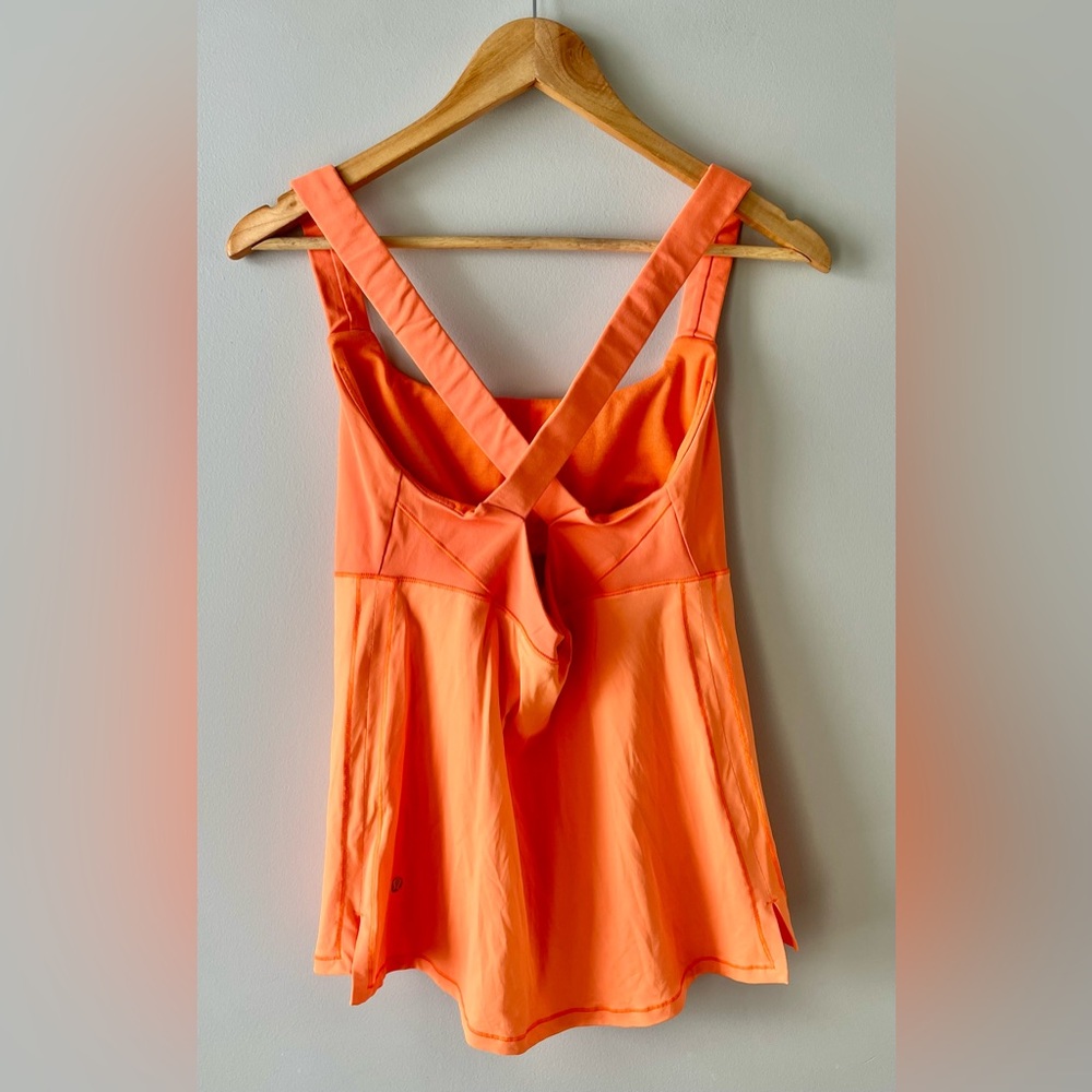 Lululemon Track and Train Tank Top Orange Cross Back Built-In Bra Size 4/6 -Gym - Picture 6 of 10